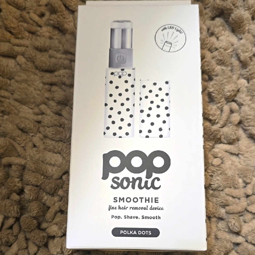 New Pop Sonic Smoothie Fine Hair Removal Device LED Light  Black White Polka Dot